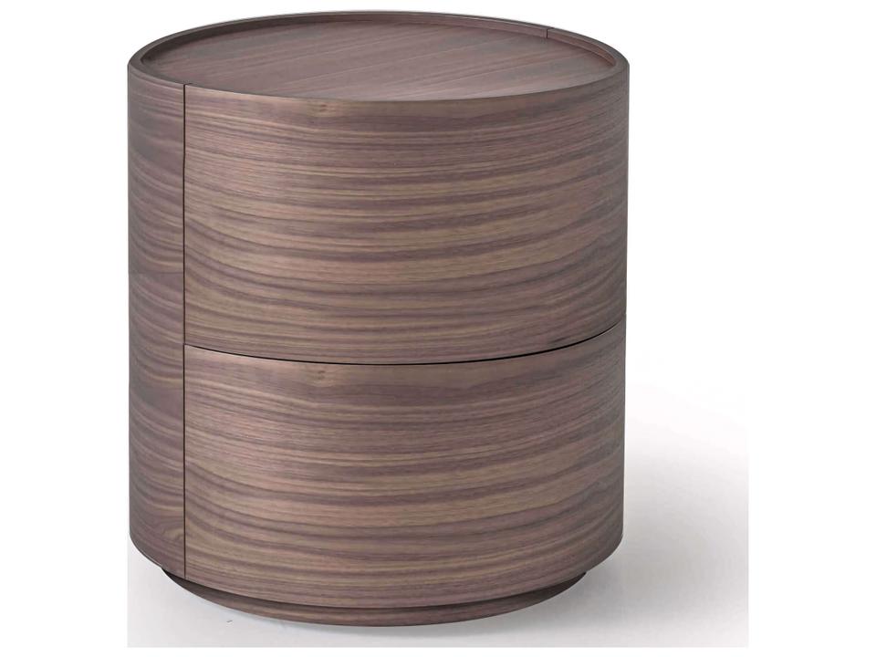 Dedalo 2-Drawer Modern Brown Walnut Wood Nightstand