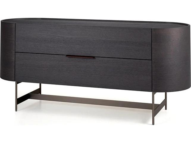 Dedalo 2 Drawers Dresser 67 Inch Dark Grey Ash with Titanium Base