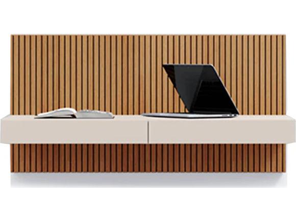Ala Hanging Desk 47 Inch Natural Oak with Beige Seta Matt Lacquer