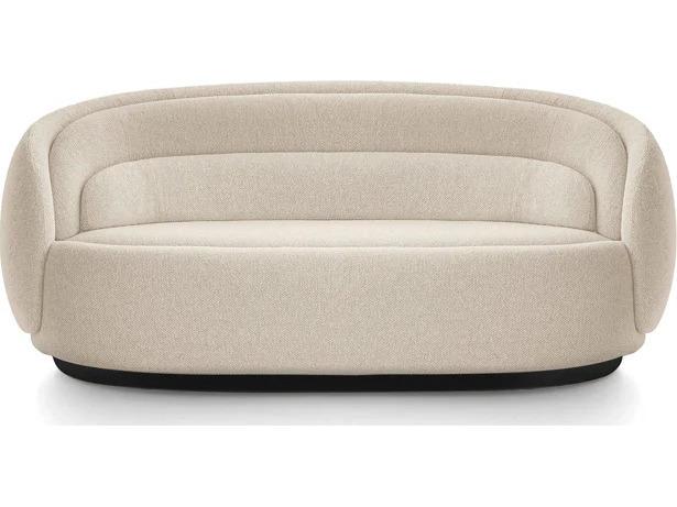 Peonia 3-Seat Sofa in Beige Zea 01 Fabric with Black Plinth