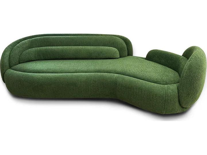 Peonia 117-Inch 3-Seat Fabric Sofa in Green Acacia