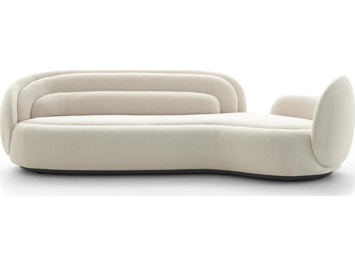 Peonia 117-Inch Fabric Sofa in White Acacia