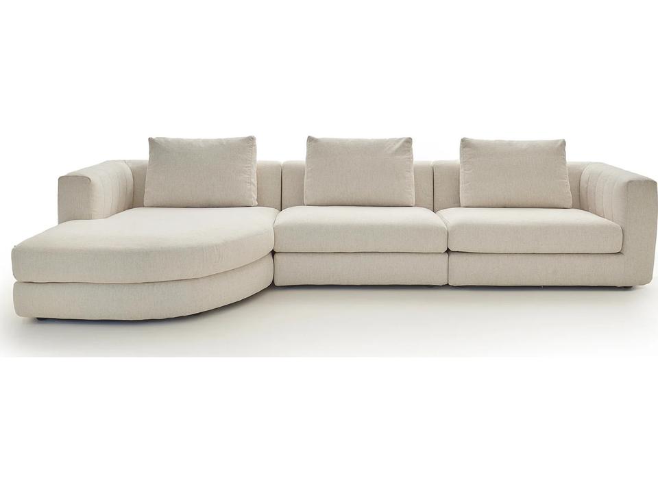 Tobias Right Sectional Sofa in Light Beige Kos Fabric