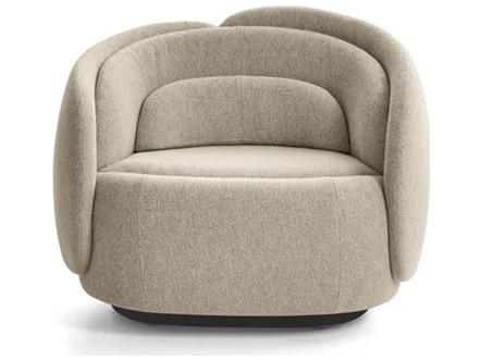 Peonia Swivel Armchair in Beige Zea Fabric