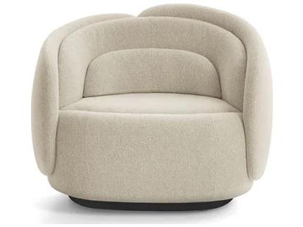 Peonia Upholstered Armchair with Swivel Base in Beige Aries Fabric