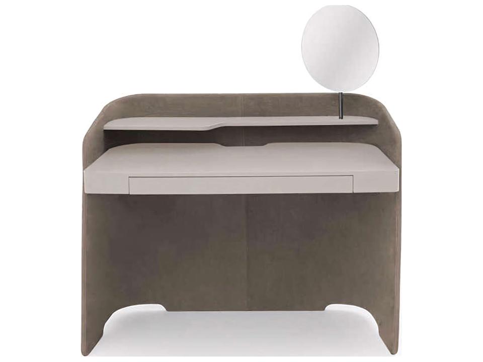 Chloe Vanity Table with Supersuede Upholstery and Seta Lacquer