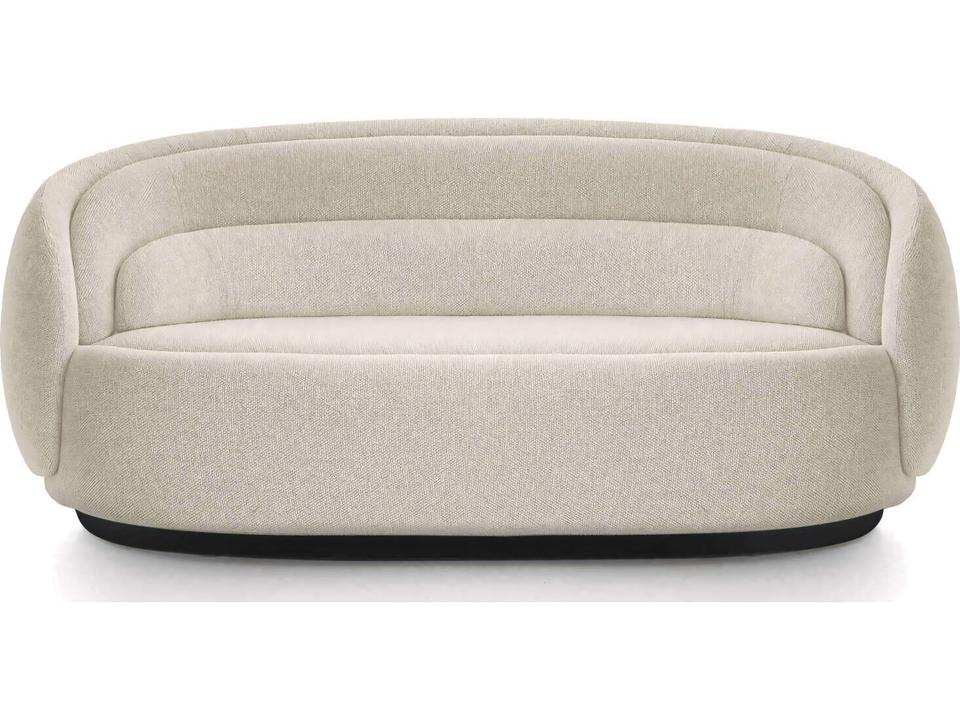 Peonia 3-Seat Aries Fabric Sofa with Black Plinth in White Upholstery