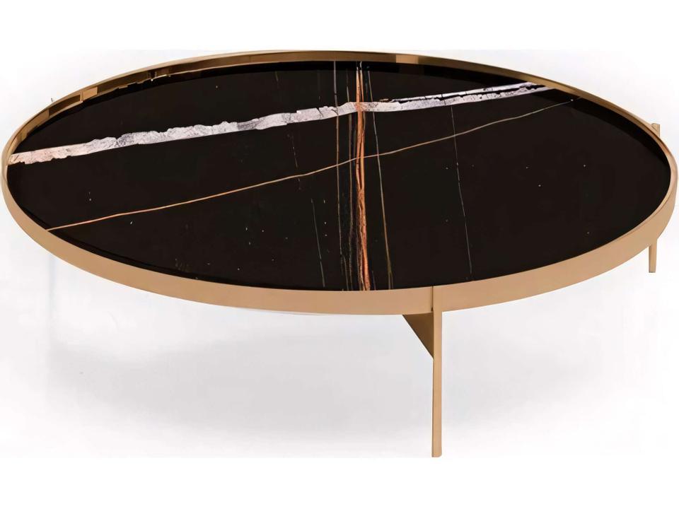 Abaco Round Coffee Table Sahara Matt Marble Glass Glossy Bronze