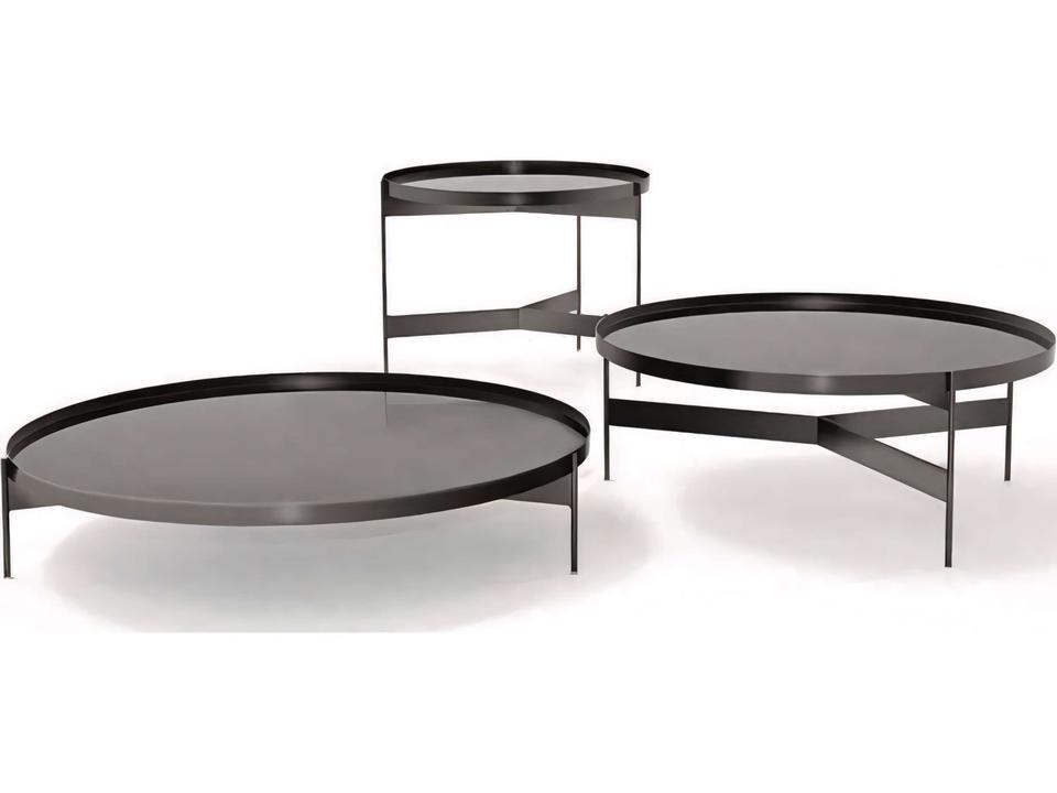 Abaco Round Metal Coffee Table in Glossy Titanium