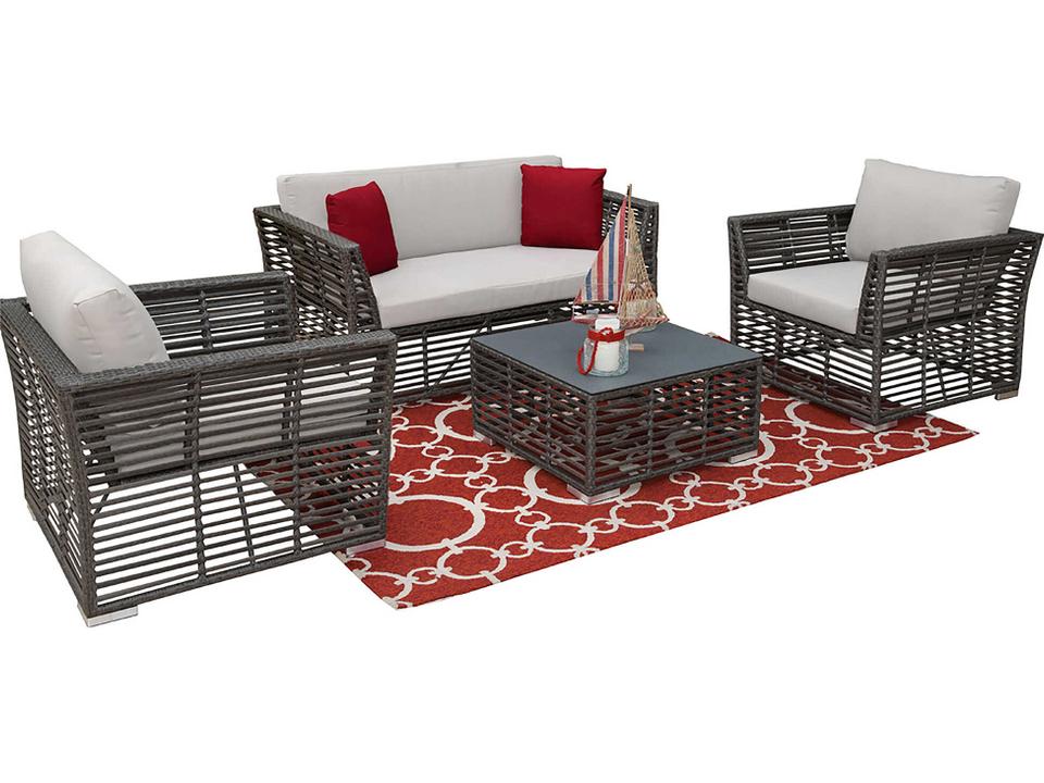 Graphite Wicker 4-Piece Outdoor Patio Lounge Set