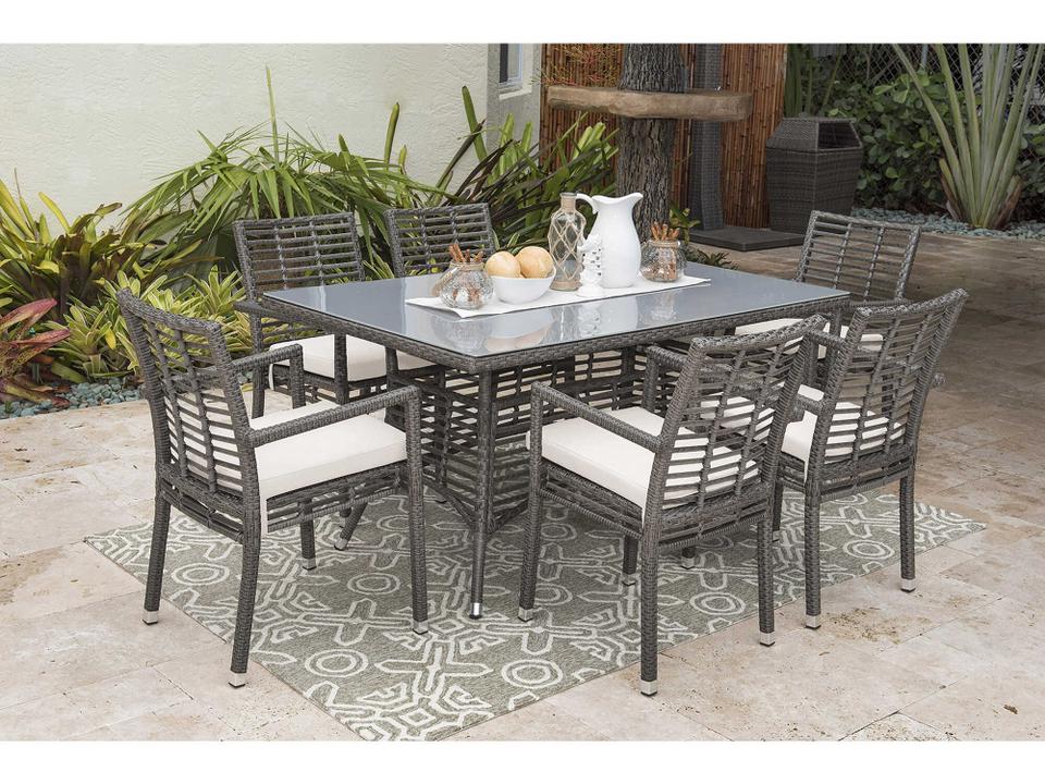 Graphite 7-Piece Wicker Outdoor Dining Set with Armchairs