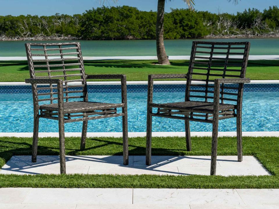 Graphite Set of 2 Stackable Outdoor Dining Armchairs