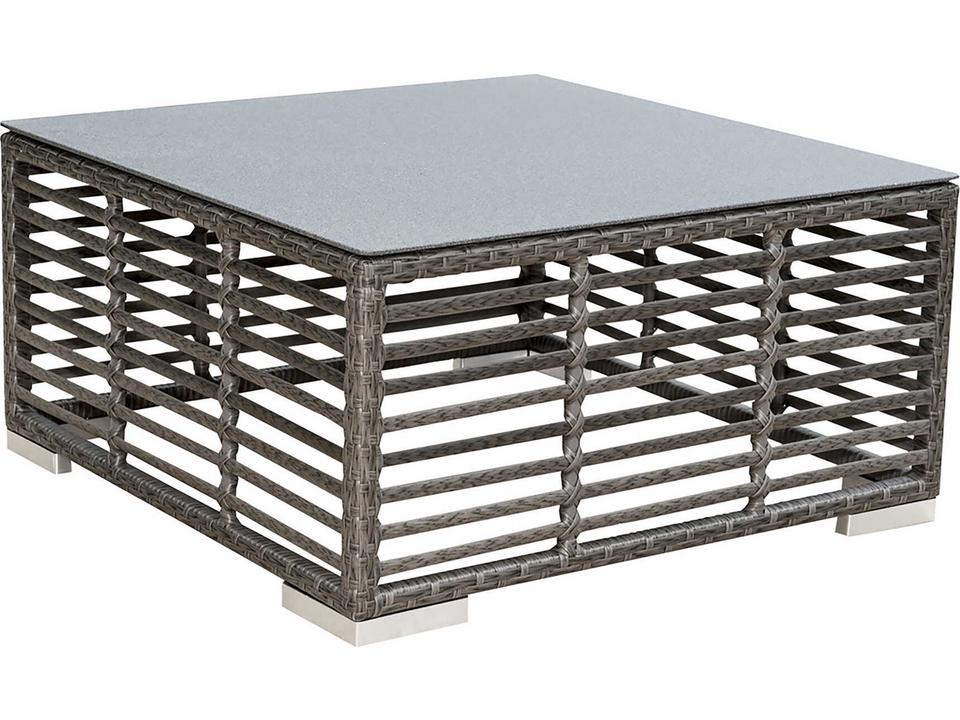 Graphite Wicker Square Outdoor Coffee Table with Glass Top