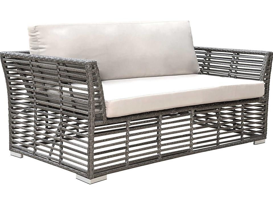 Graphite Wicker Cushion Outdoor Loveseat