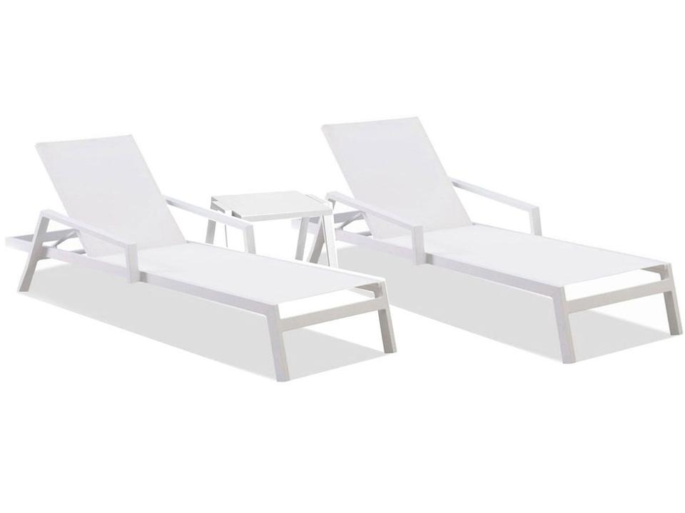 Mykonos 3-Piece Aluminum Chaise Lounge Set in White