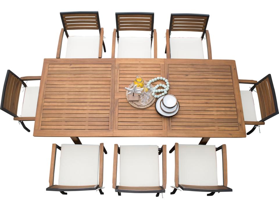 Boca Grande 7 Piece Rectangular Dining Set Acacia Wood Aluminum