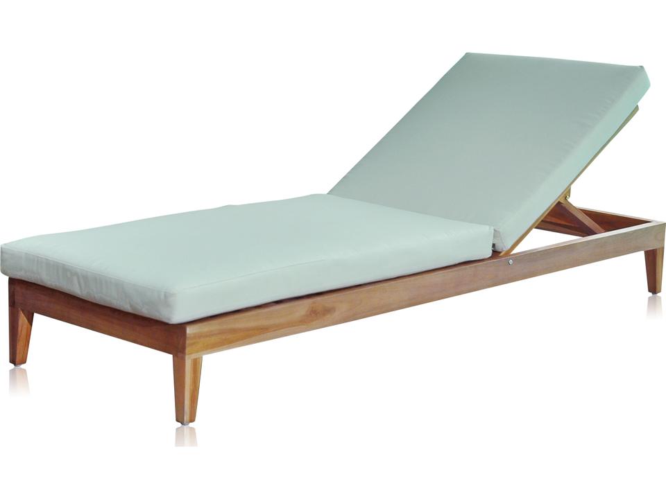 Bali Teak Outdoor Chaise Lounge with Natural Teak Frame and Beige Cushion