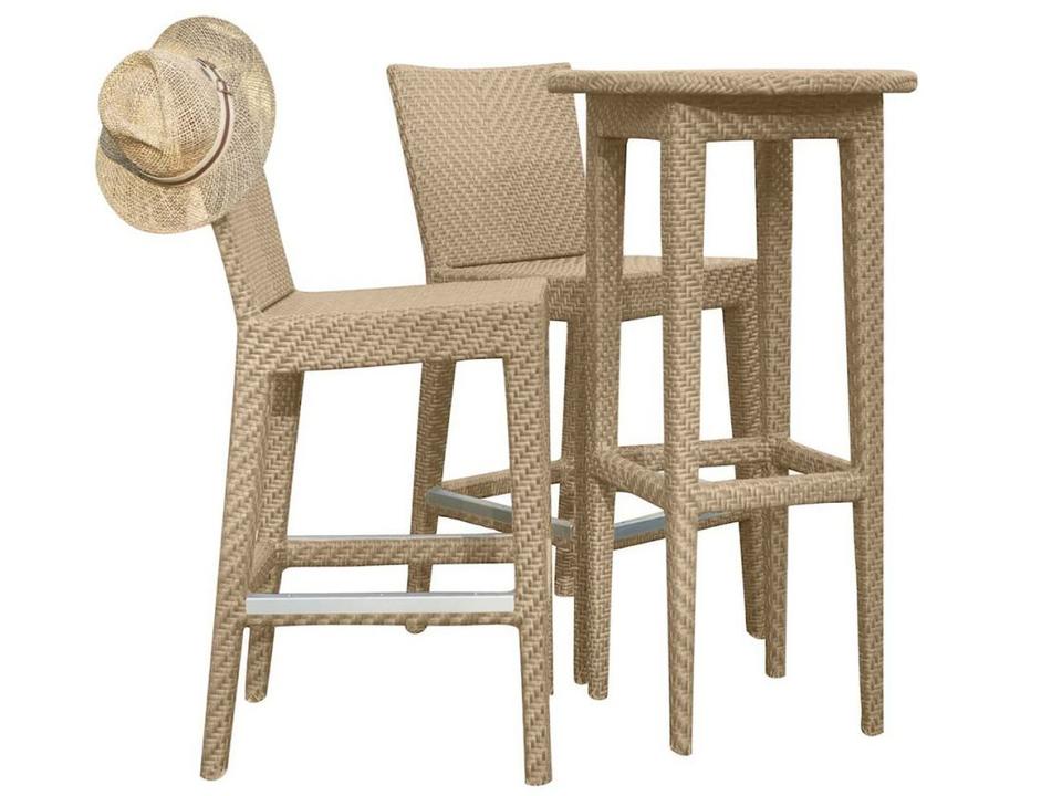 Austin 3 Piece Bar Set with Tempered Glass Top in Honey