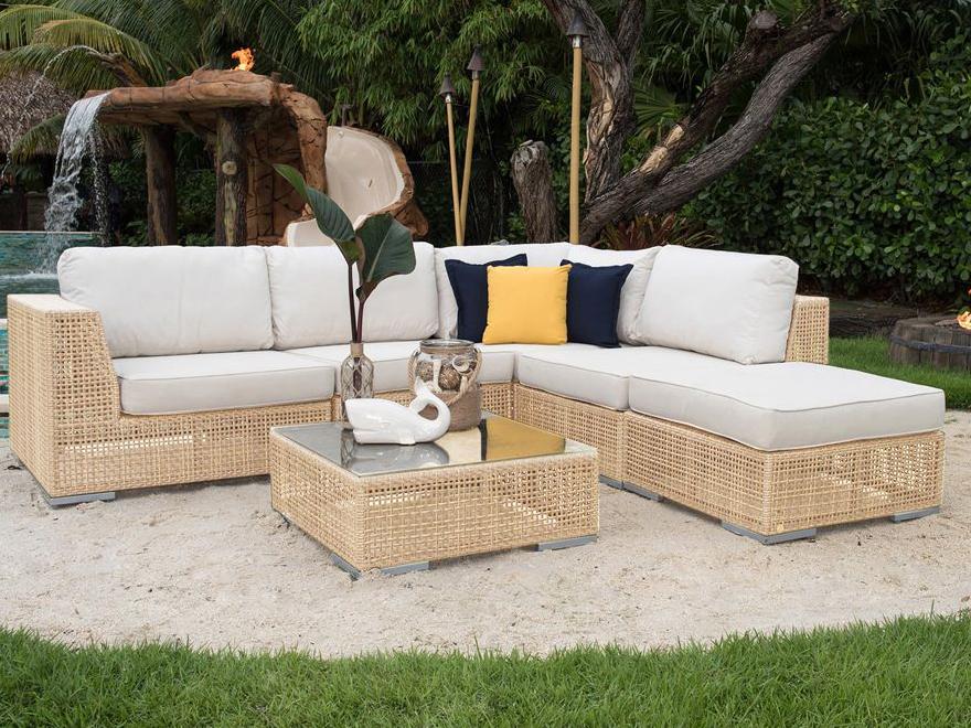 Austin 6-Piece Outdoor Modular Sectional with Cushions in Honey