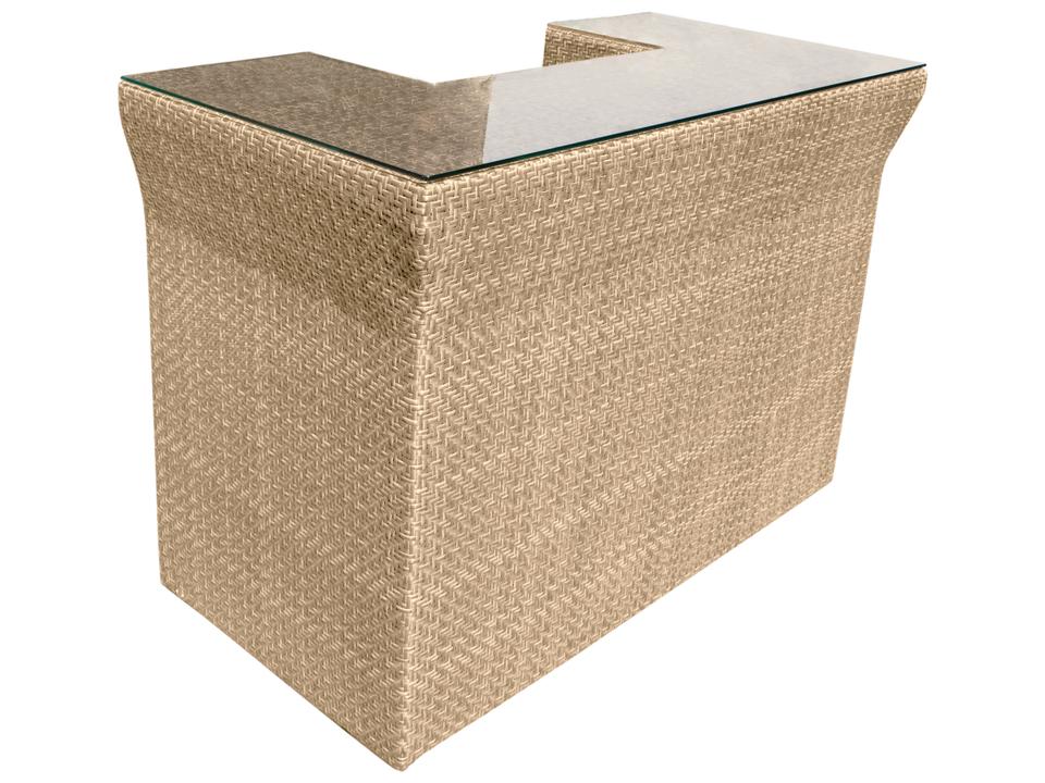 Austin Outdoor Bar with Glass Top in Natural Wicker