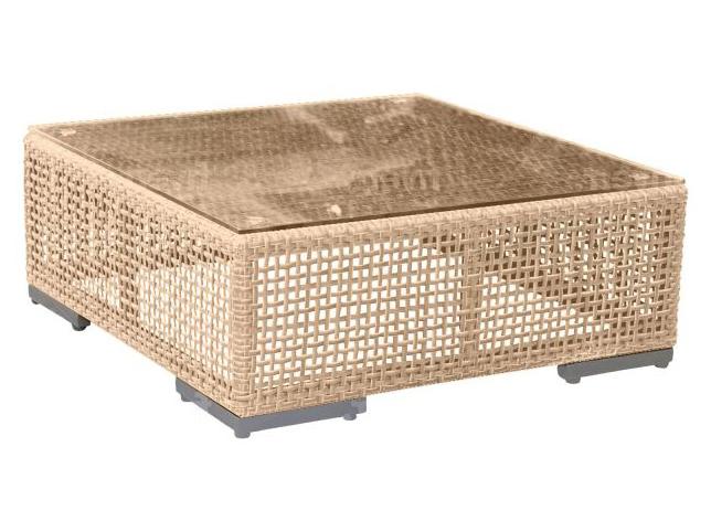 Austin Square Glass Top Coffee Table with Honey Wicker