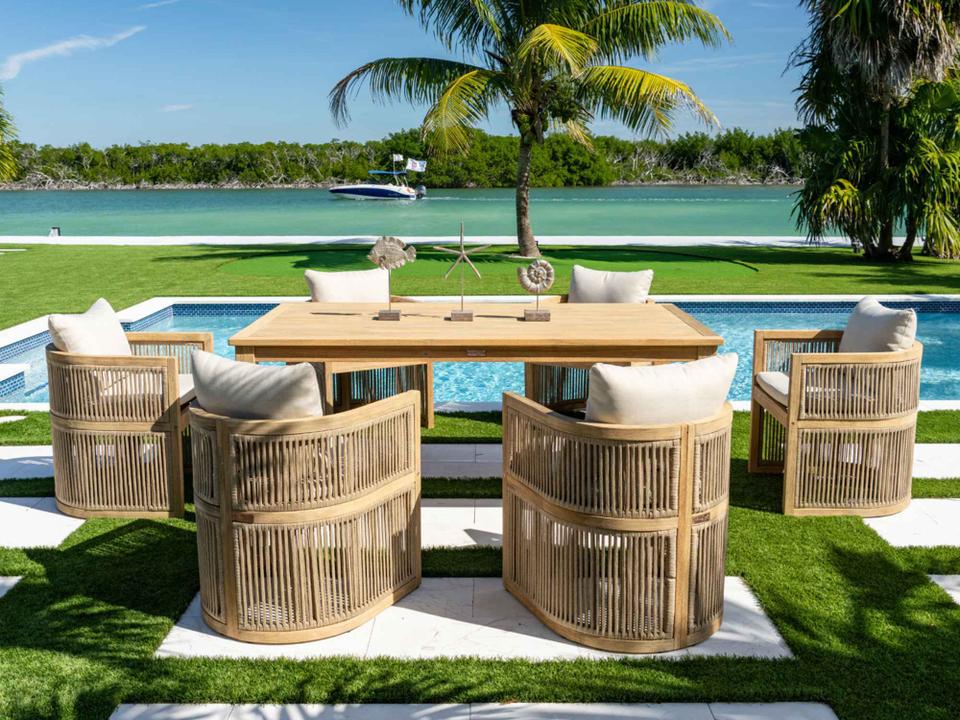Cabo 7-Piece Acacia Wood Rectangular Dining Set