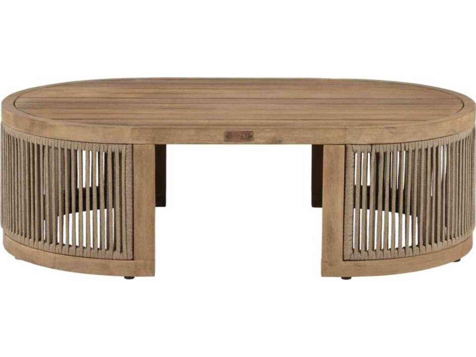 Cabo Oval Coffee Table with Acacia Wood and Rope Accents