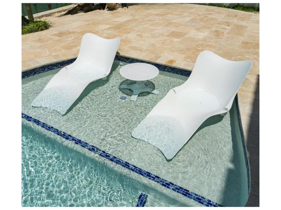 Wave 2-Piece In-Pool Chaise Lounger Set with End Table White