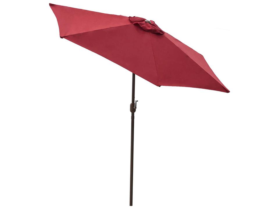 9-Foot Round Crank and Tilt Patio Umbrella in Espresso Red