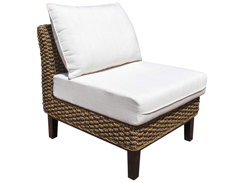 Sanibel Armless Accent Chair with Cushion in Antique Finish