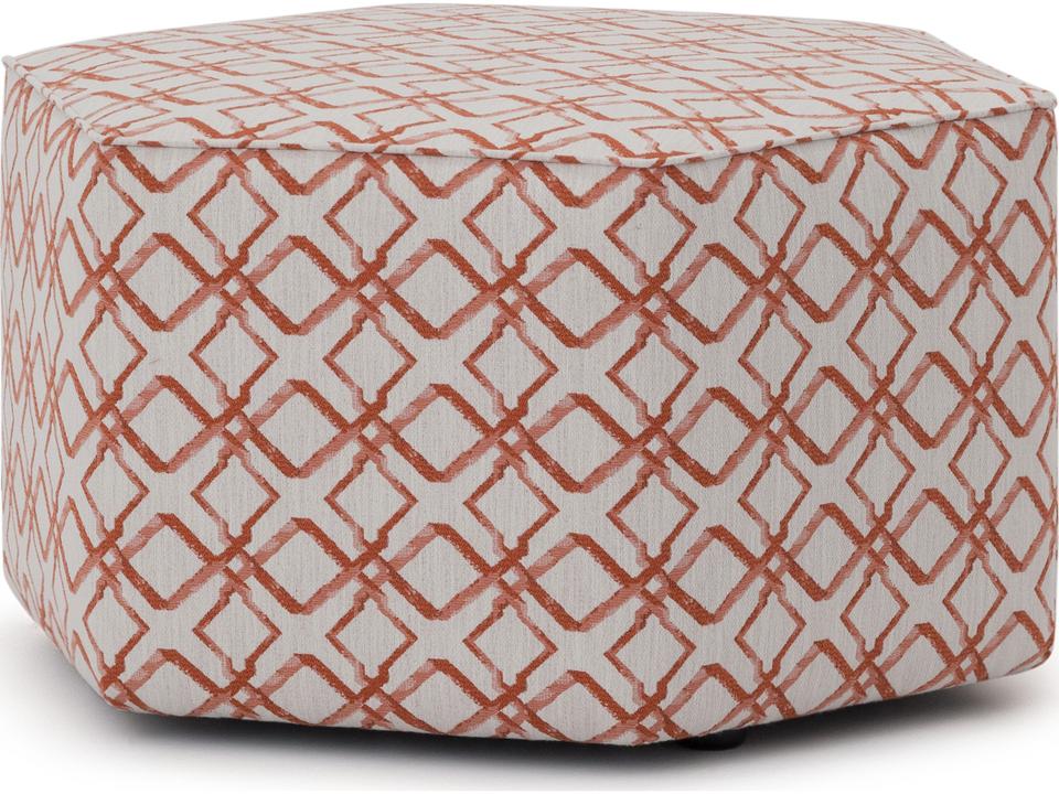 Mingle Hexagon Medium Ottoman with Leather Upholstery
