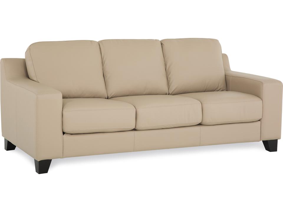 Reed 3-Seat Leather Sofa with Track Arms and Espresso Wood Legs