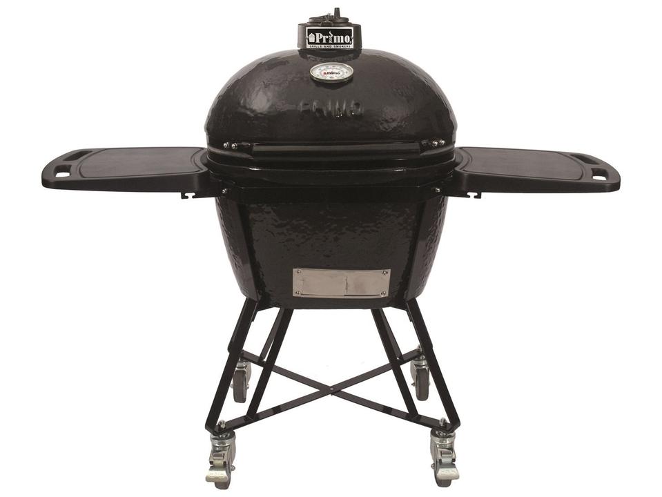 Primo All-In-One Oval LG 300 Ceramic Kamado Grill with Cart and Side Shelves