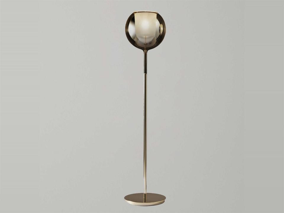 Glo Gold Floor Lamp with Mirroring Gold Glass Shade