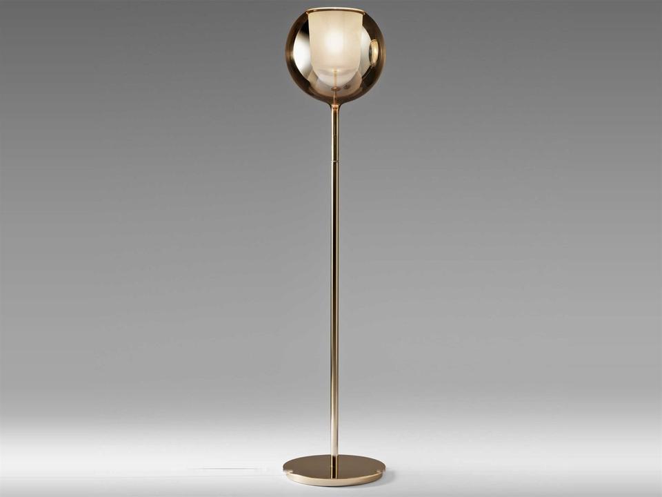 Glo Gold Floor Lamp with Mirroring Gold Glass Shade