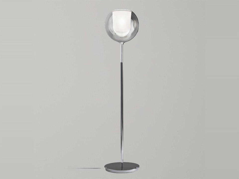 Glo Transparent Glass Floor Lamp with Glossy Chrome Structure