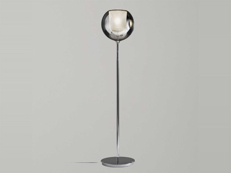 Glo Floor Lamp with Mirroring Silver Glass and Glossy Chrome Finish