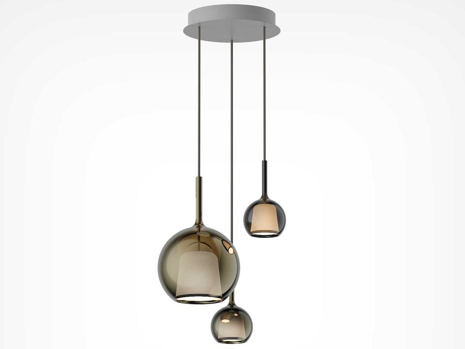 Glo 3-Light Black Glass Multi-Light Pendant