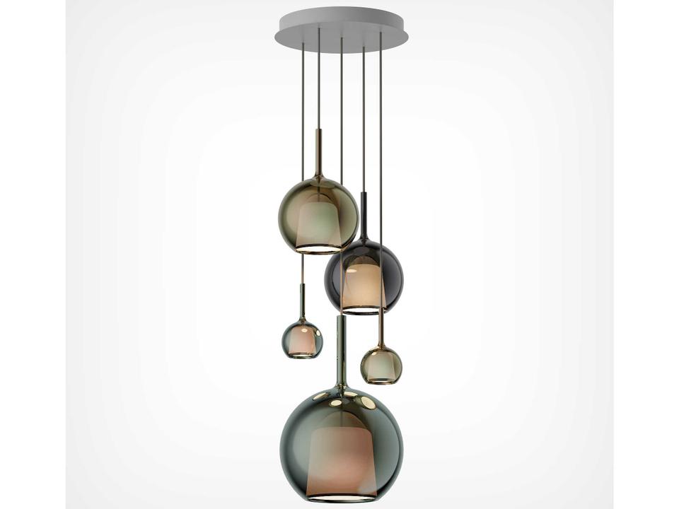 Glo 5-Light Green Black Rose Gold Globe Pendant