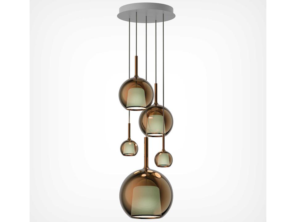 Glo 5-Light Bonze Bronze Globe Tiered Pendant