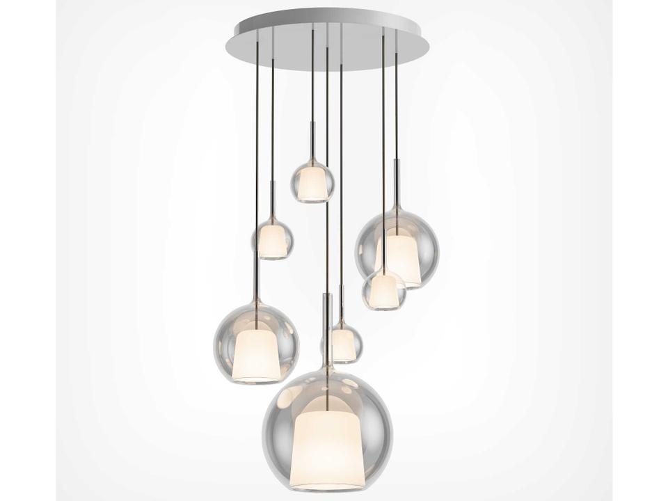 Glo 7-Light Transparent Clear Globe Pendant with Matte White Canopy