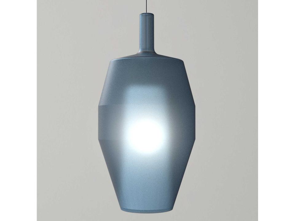 Mom Tall 1-Light Borosilicate Glass Pendant Light in Matte Blue Avio