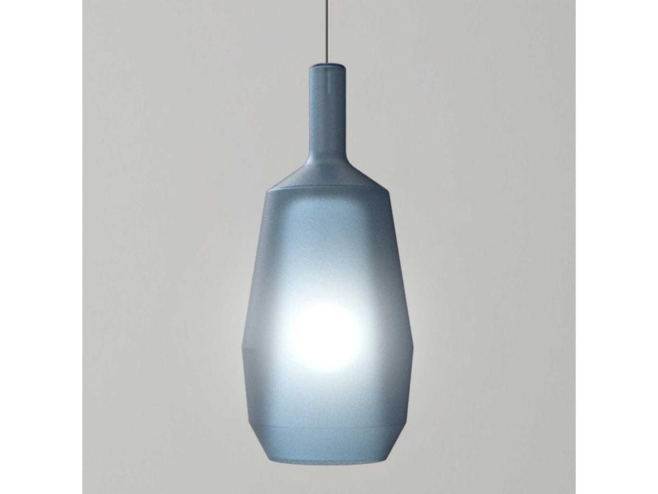 Mom Slim 1-Light Borosilicate Glass Mini Pendant in Matte Blue Avio