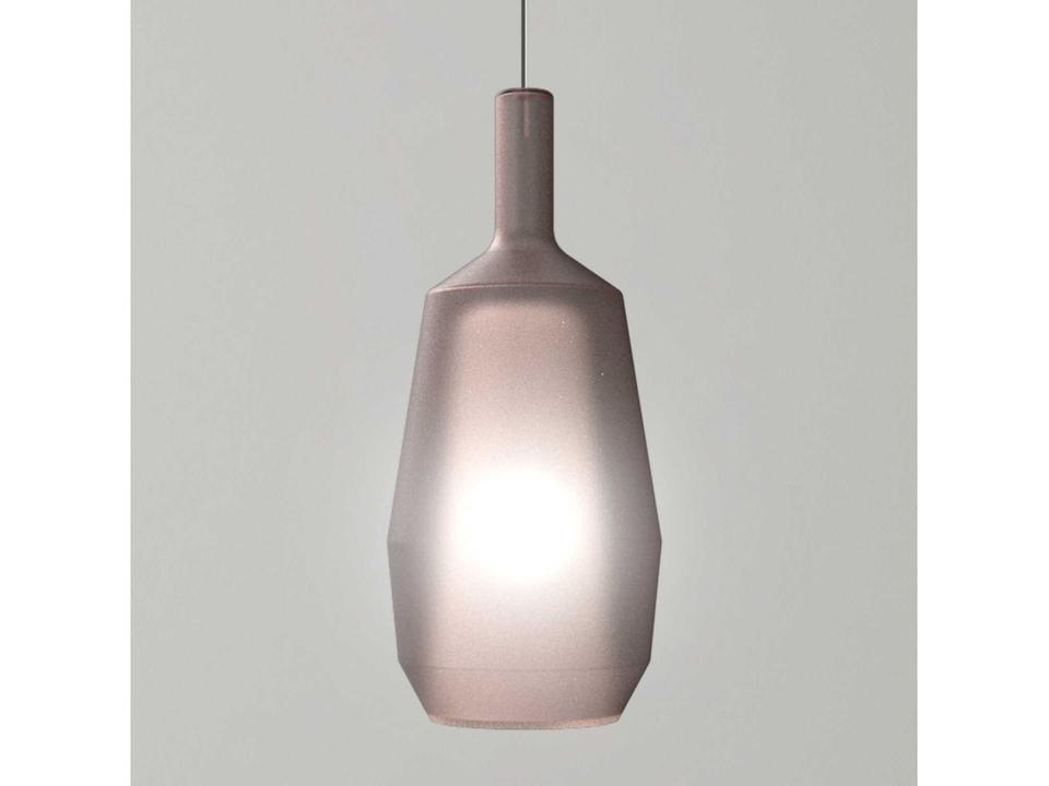 Mom Slim 1-Light Borosilicate Glass Mini Pendant in Matte Powder Pink with Titanium Canopy