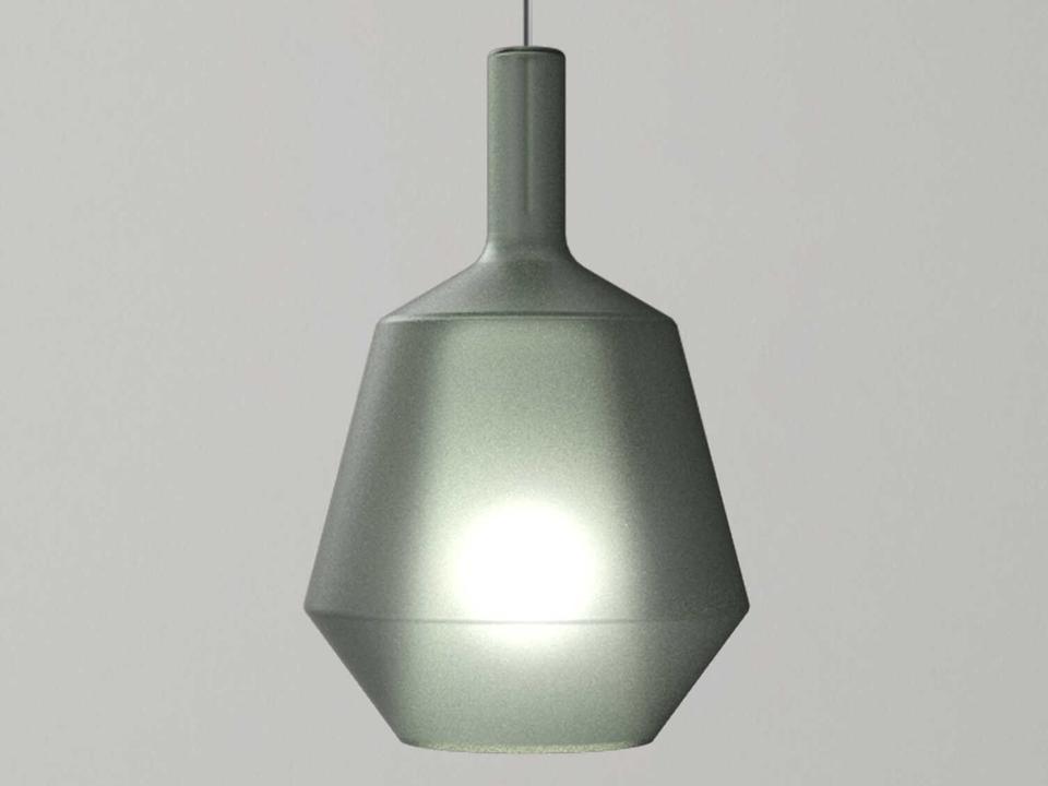 Mom Fatty 1-Light Mini Pendant in Matte Sage Green Glass with Titanium Canopy