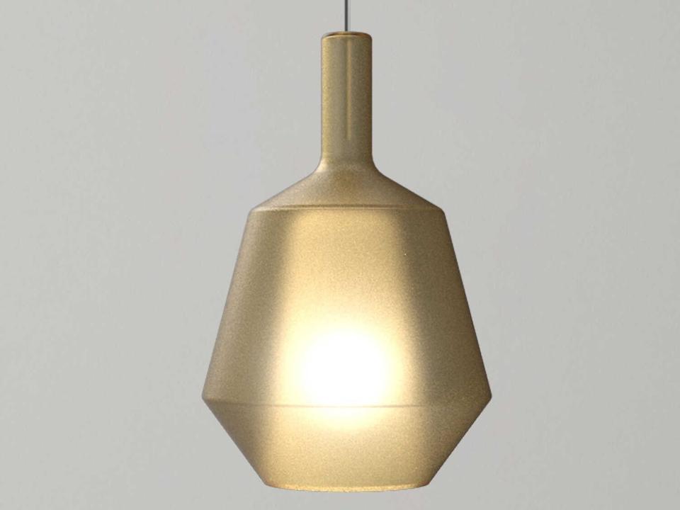 Mom Fatty 1-Light Borosilicate Glass Mini Pendant in Matte Mustard with Titanium Canopy