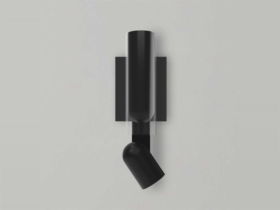 Clash 2-Light Wall Sconce in Matt Black with Transparent Glass