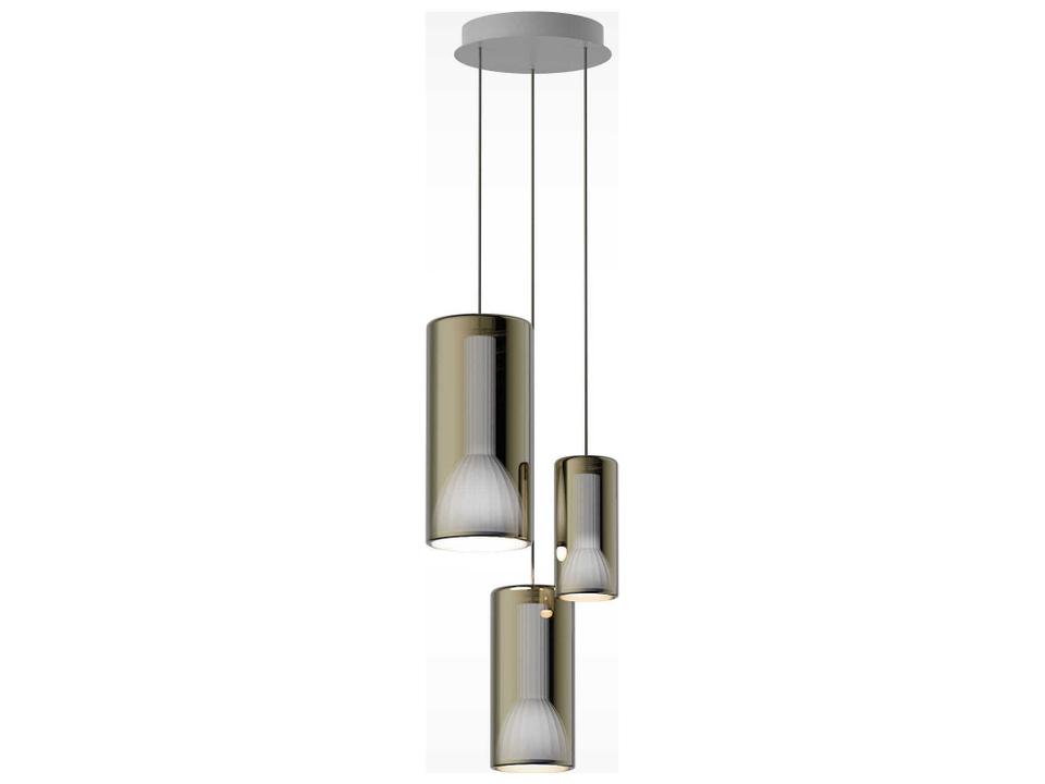 Lit 3-Light Gold Cylinder Pendant