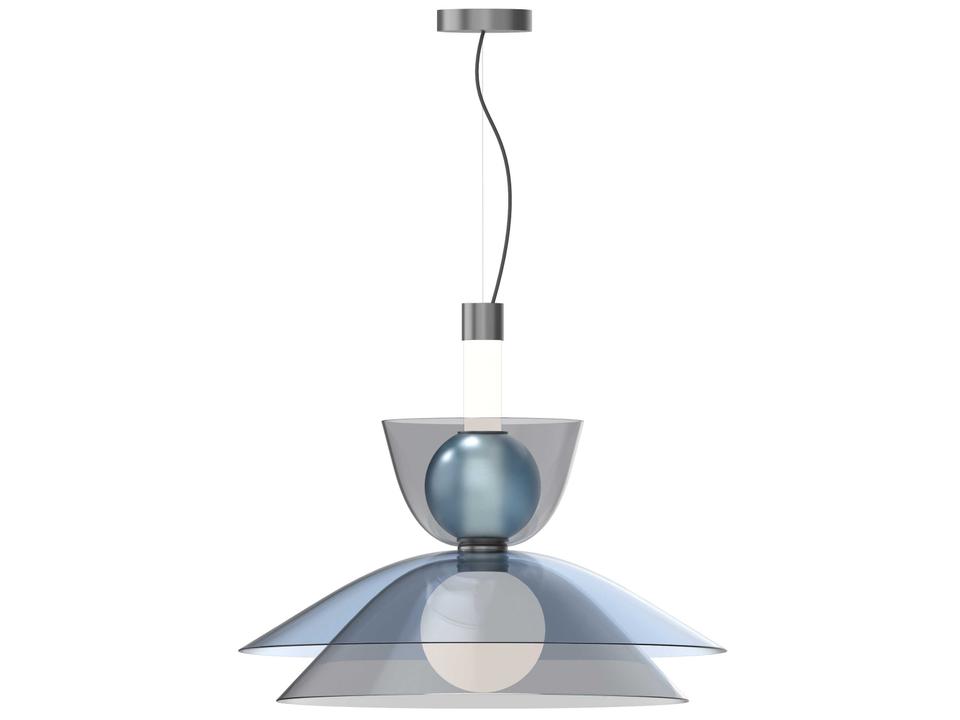 Gems Geometric Integrated LED Pendant Light in Cold Blue Glass