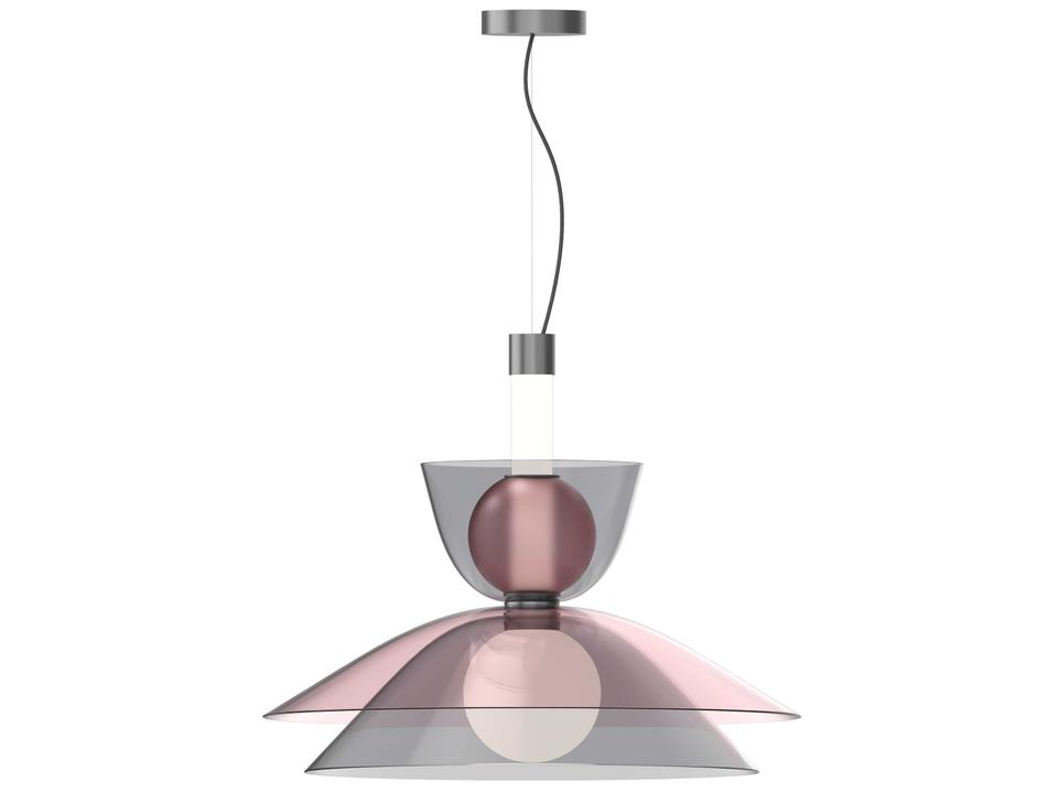 Gems Geometric LED Pendant Light in Warm Pink Glass